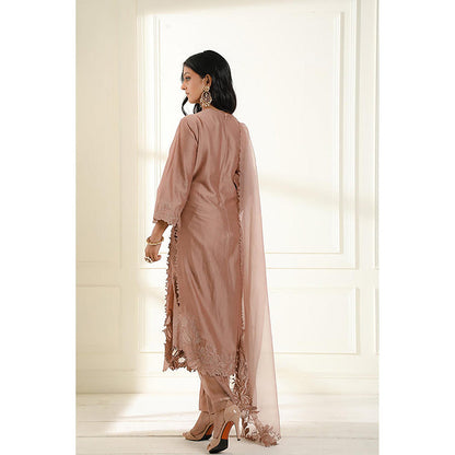 Omana by Ranjana Bothra Beige Embroidered Kurta With Pant And Dupatta