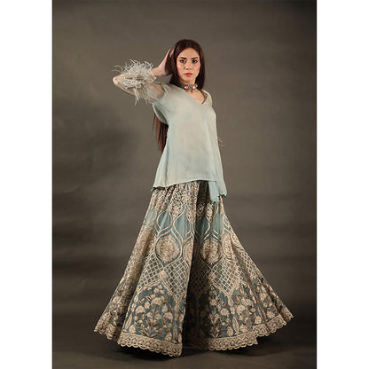 Omana by Ranjana Bothra Blue Kb Top With Sharara And Dupatta