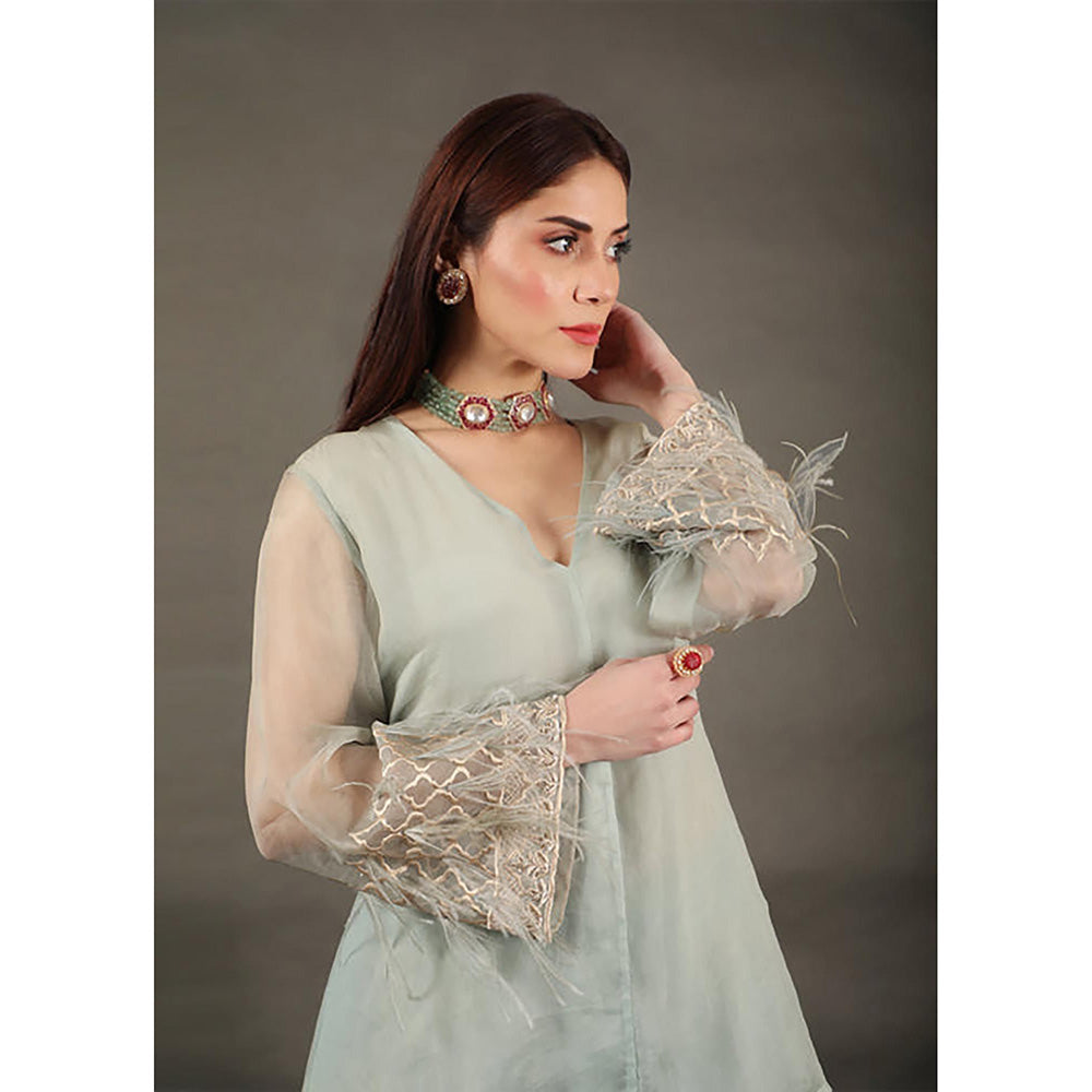 Omana by Ranjana Bothra Blue Kb Top With Sharara And Dupatta