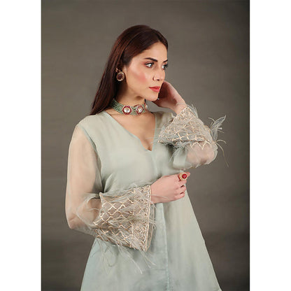 Omana by Ranjana Bothra Blue Kb Top With Sharara And Dupatta