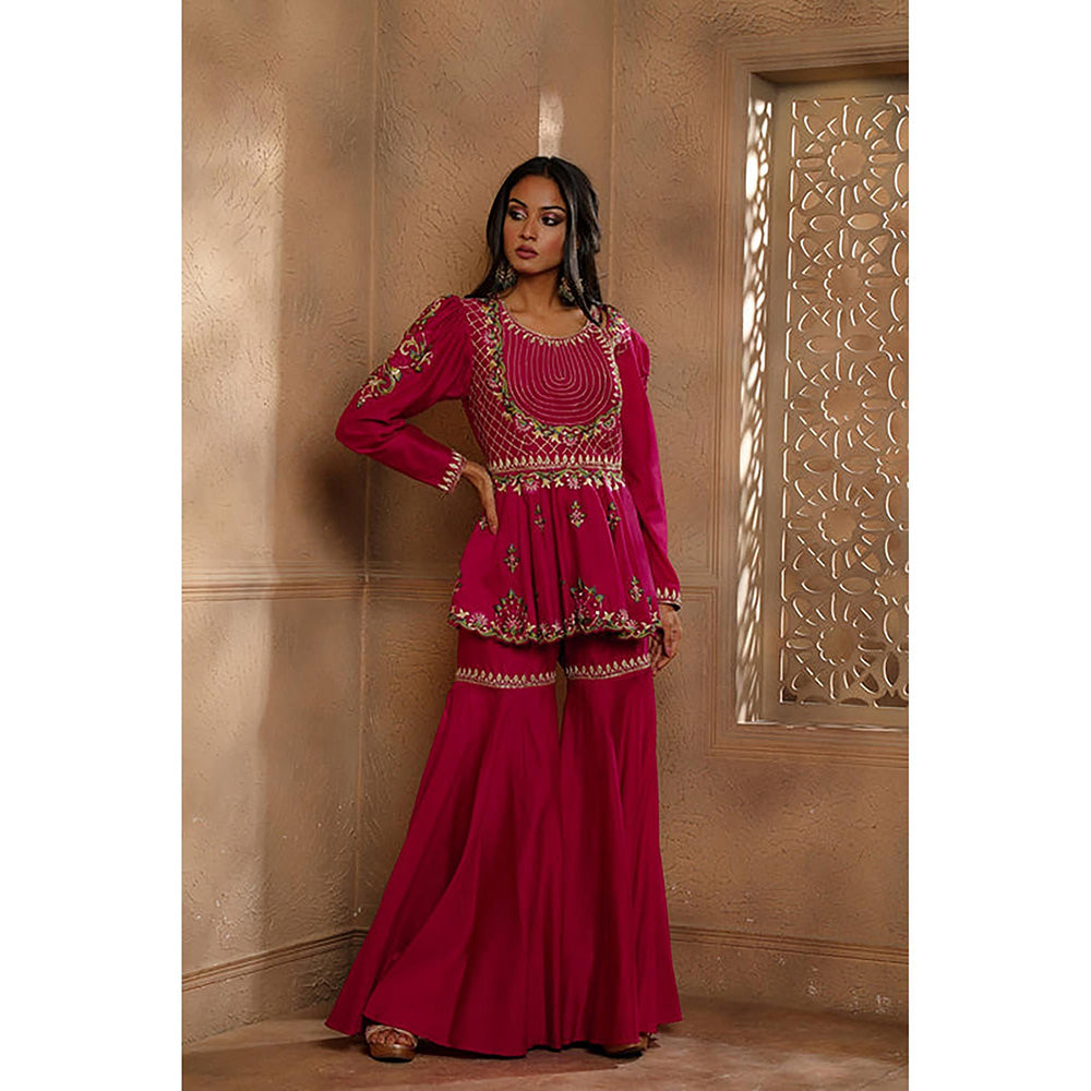 Omana by Ranjana Bothra Pink Embroidered Kurta with Sharara