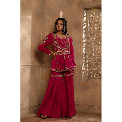 Omana by Ranjana Bothra Pink Embroidered Kurta with Sharara