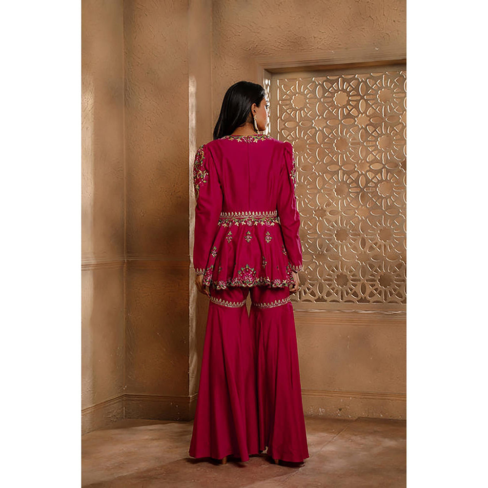 Omana by Ranjana Bothra Pink Embroidered Kurta with Sharara