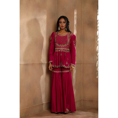 Omana by Ranjana Bothra Pink Embroidered Kurta with Sharara