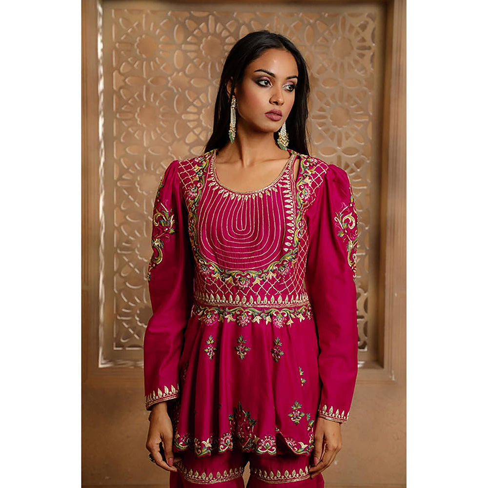 Omana by Ranjana Bothra Pink Embroidered Kurta with Sharara