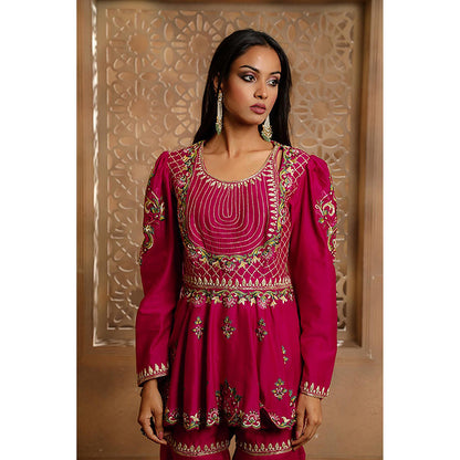 Omana by Ranjana Bothra Pink Embroidered Kurta with Sharara