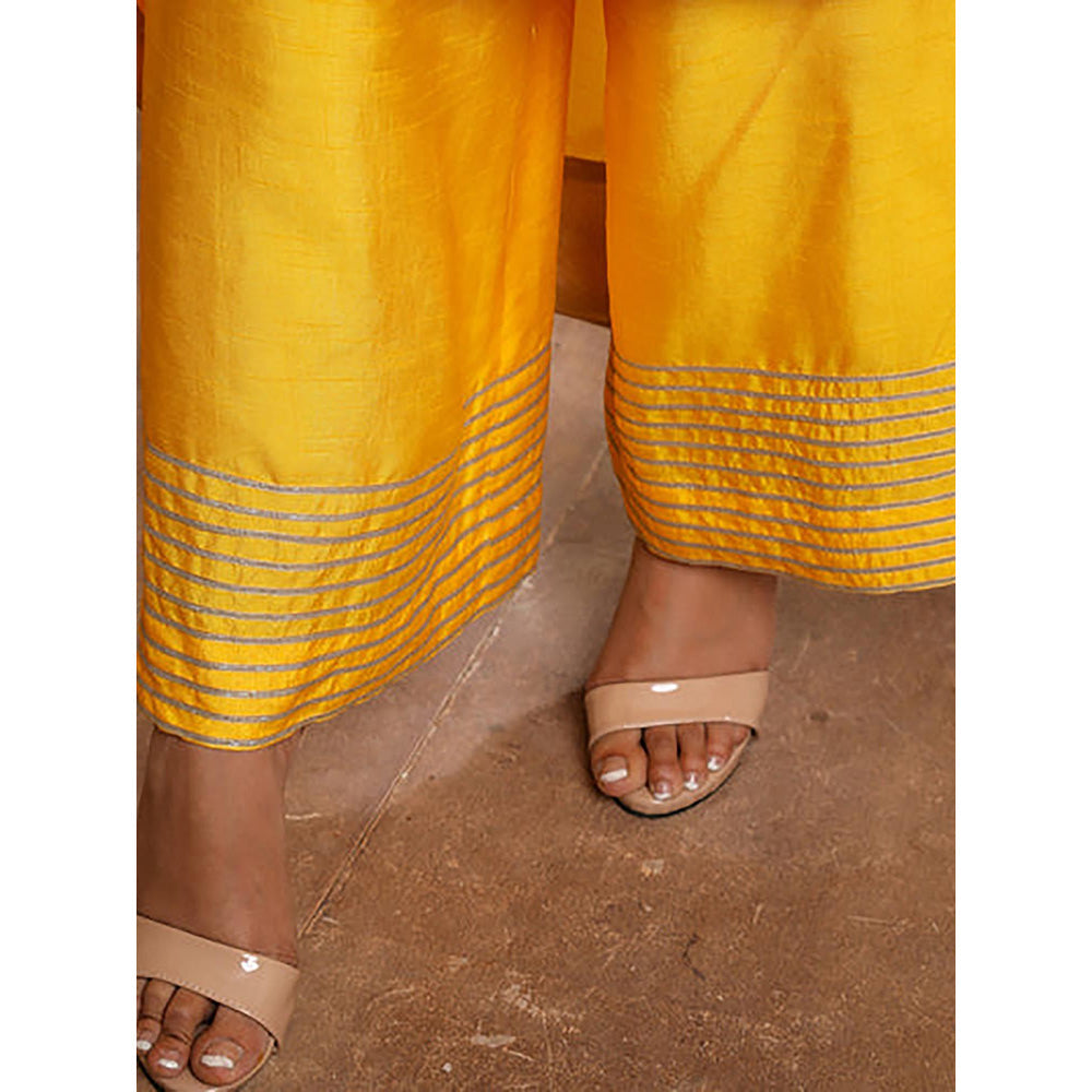Omana by Ranjana Bothra Yellow Embroidered Kurta with Pant and Dupatta