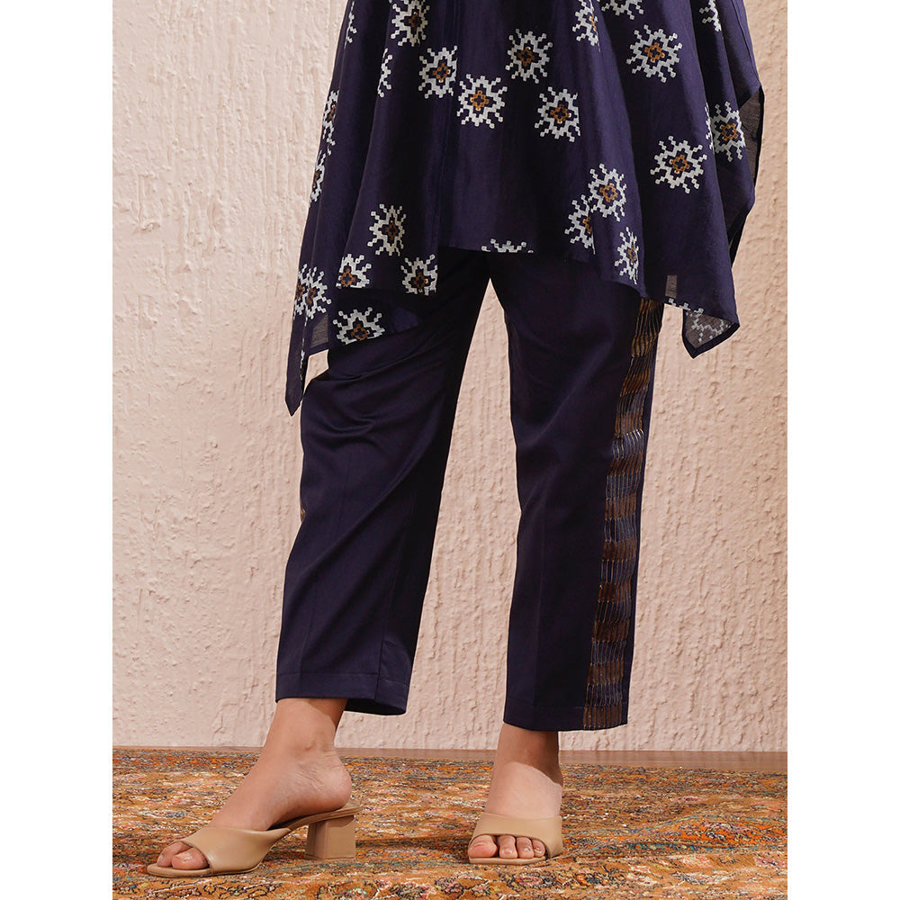 OMI Navy Blue Asymmetric Co-Ord (Set of 3)