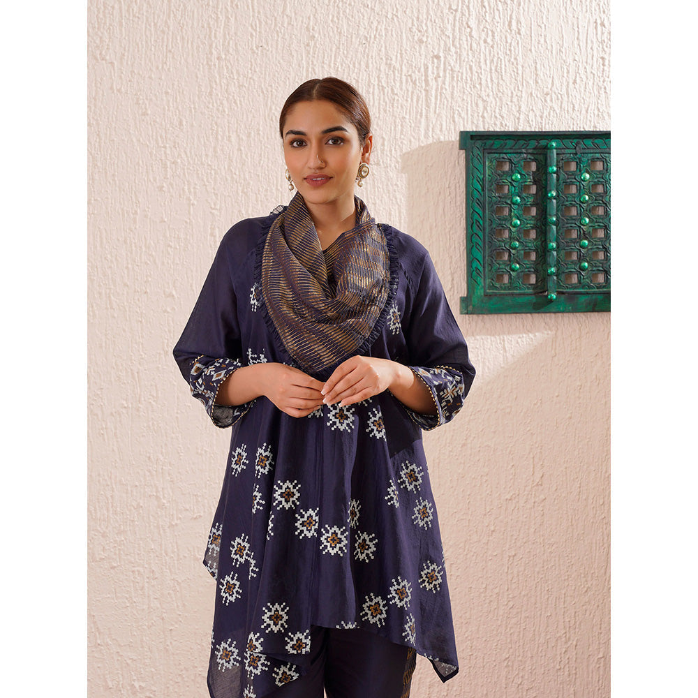 OMI Navy Blue Asymmetric Co-Ord (Set of 3)