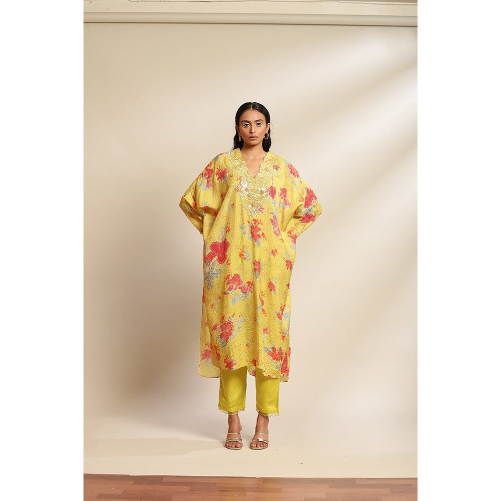 One Not Two Citrene Printed Kurta & Pant with Hand Embroidery with Sequins Beads (Set of 2)