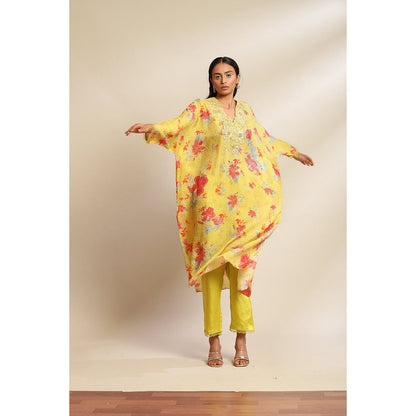 One Not Two Citrene Printed Kurta & Pant with Hand Embroidery with Sequins Beads (Set of 2)