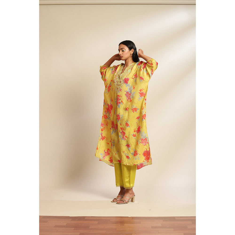 One Not Two Citrene Printed Kurta & Pant with Hand Embroidery with Sequins Beads (Set of 2)