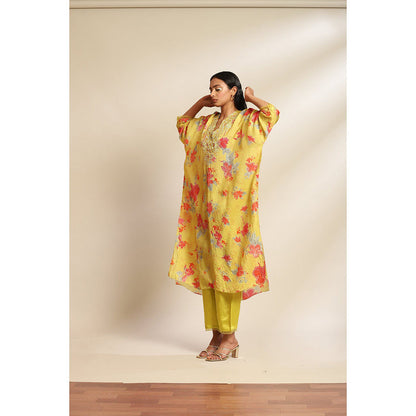 One Not Two Citrene Printed Kurta & Pant with Hand Embroidery with Sequins Beads (Set of 2)