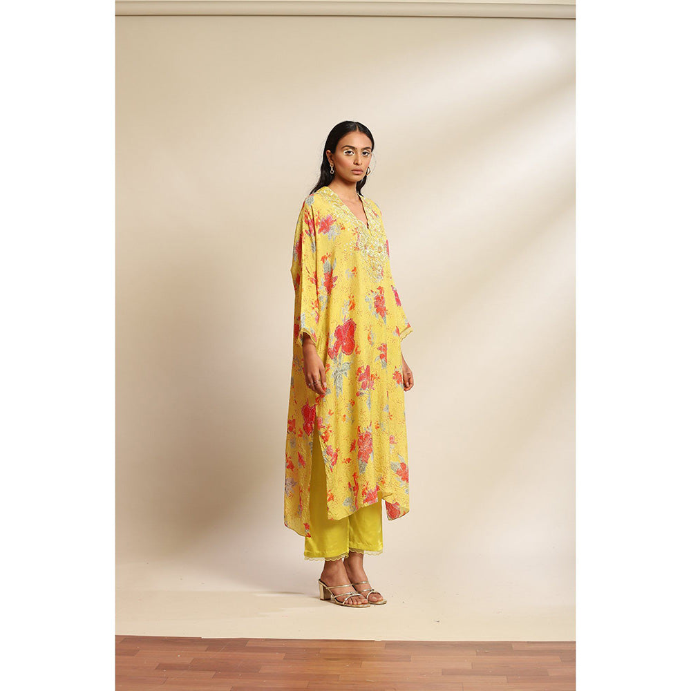 One Not Two Citrene Printed Kurta & Pant with Hand Embroidery with Sequins Beads (Set of 2)