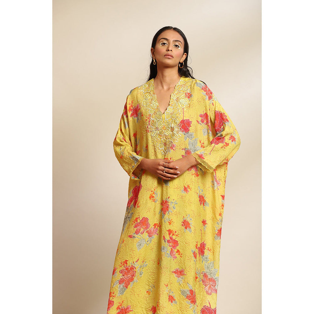 One Not Two Citrene Printed Kurta & Pant with Hand Embroidery with Sequins Beads (Set of 2)