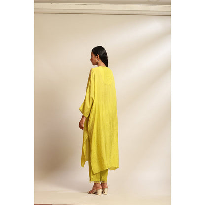 One Not Two Citrene Viscose Silk Kurta & Pant with Floral Embroidery (Set of 2)