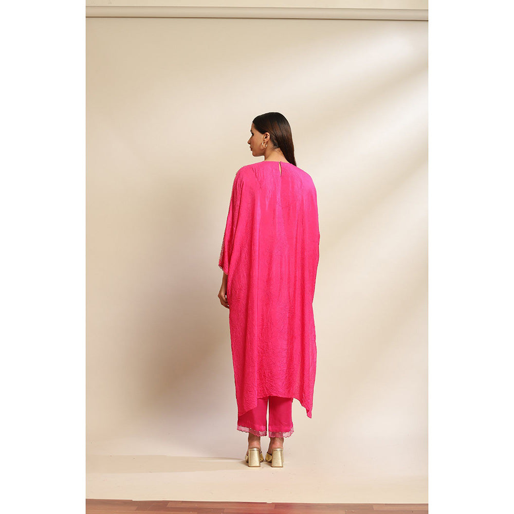 One Not Two Hot Pink Kurta & Pant with Embroidery with Sequins & Beads On Yoke (Set of 2)