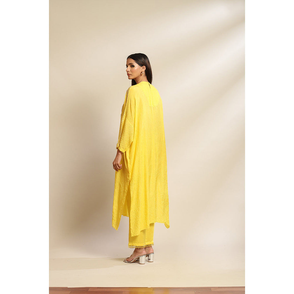 One Not Two Mango Kurta & Pant with Hand Embroidery with Sequins & Beads On Yoke (Set of 2)