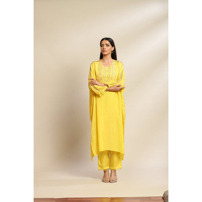 One Not Two Mango Kurta & Pant with Hand Embroidery with Sequins & Beads On Yoke (Set of 2)