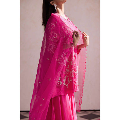One Not Two Pink Embroidered Dupatta