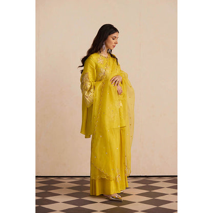 One Not Two Yellow Embroidered Dupatta