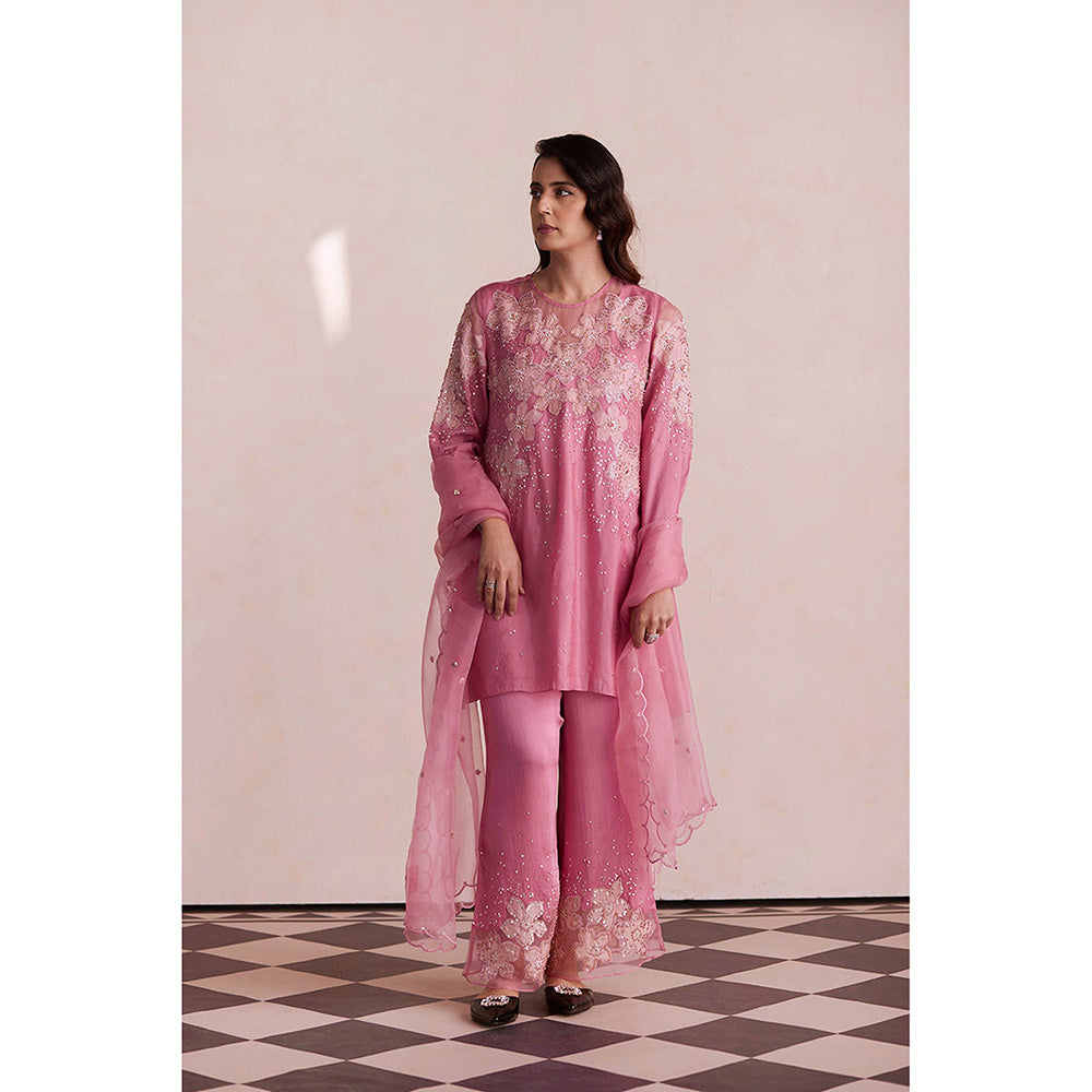 One Not Two Pink Embroidered Dupatta