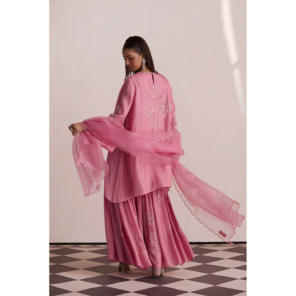 One Not Two Pink Embroidered Dupatta