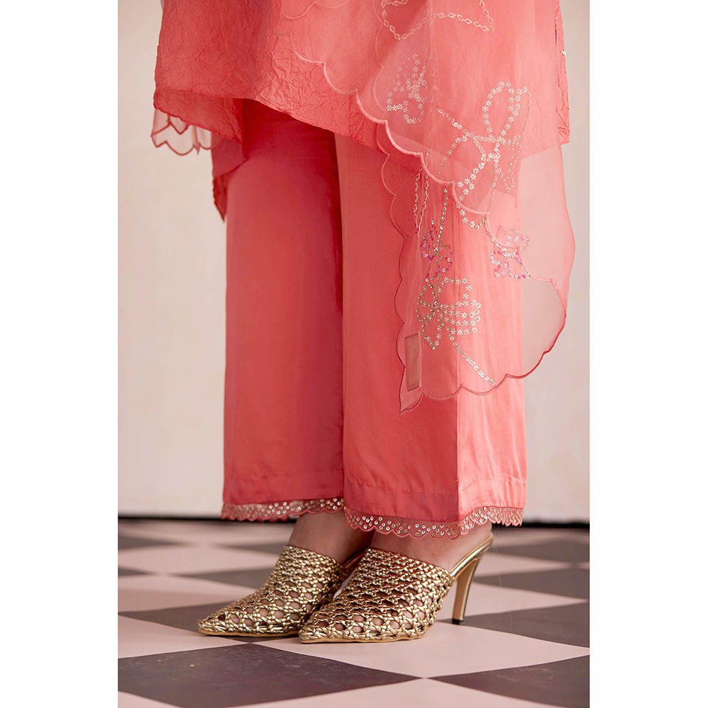 One Not Two Peach Embroidered Dupatta
