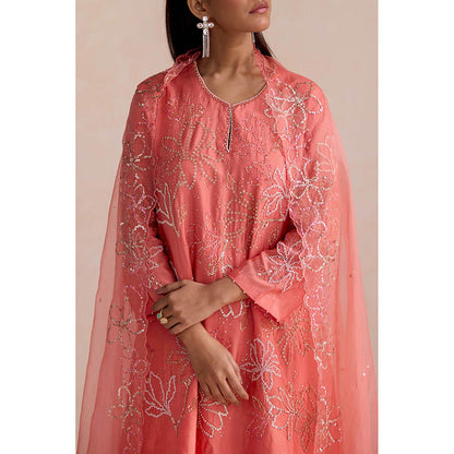 One Not Two Peach Embroidered Dupatta