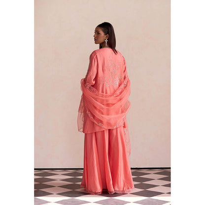 One Not Two Peach Embroidered Dupatta