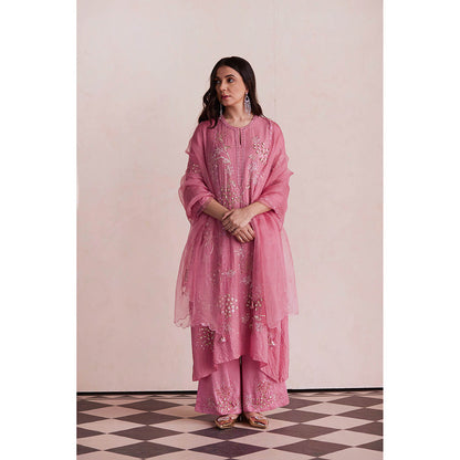 One Not Two Pink Embroidered Dupatta