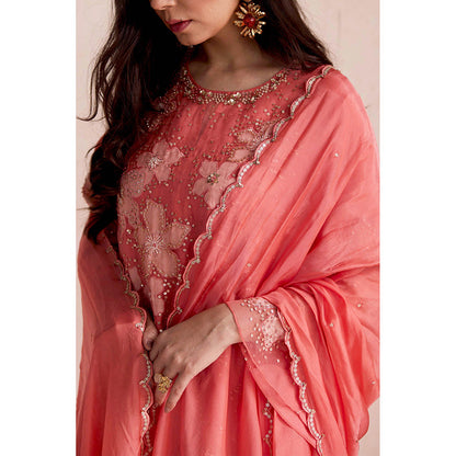 One Not Two Coral Embroidered Dupatta