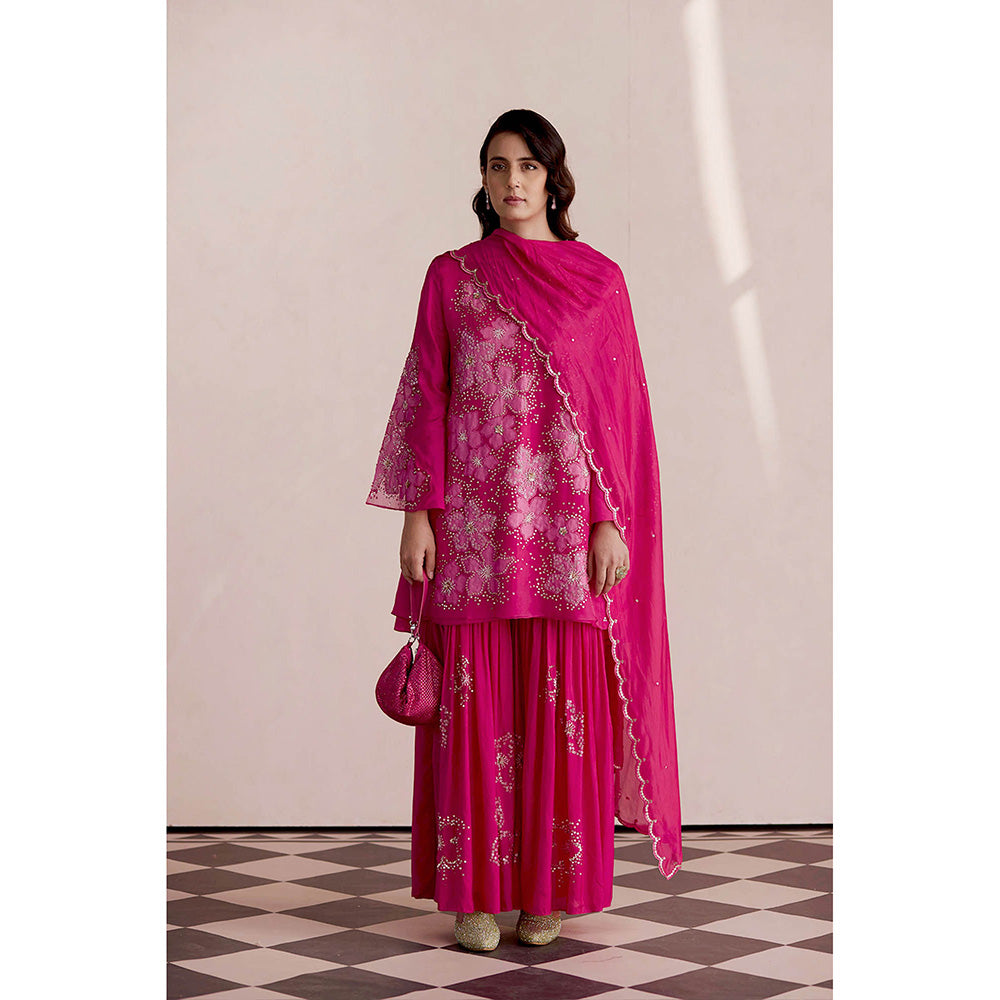 One Not Two Pink Embroidered Dupatta