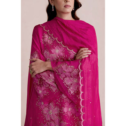 One Not Two Pink Embroidered Dupatta