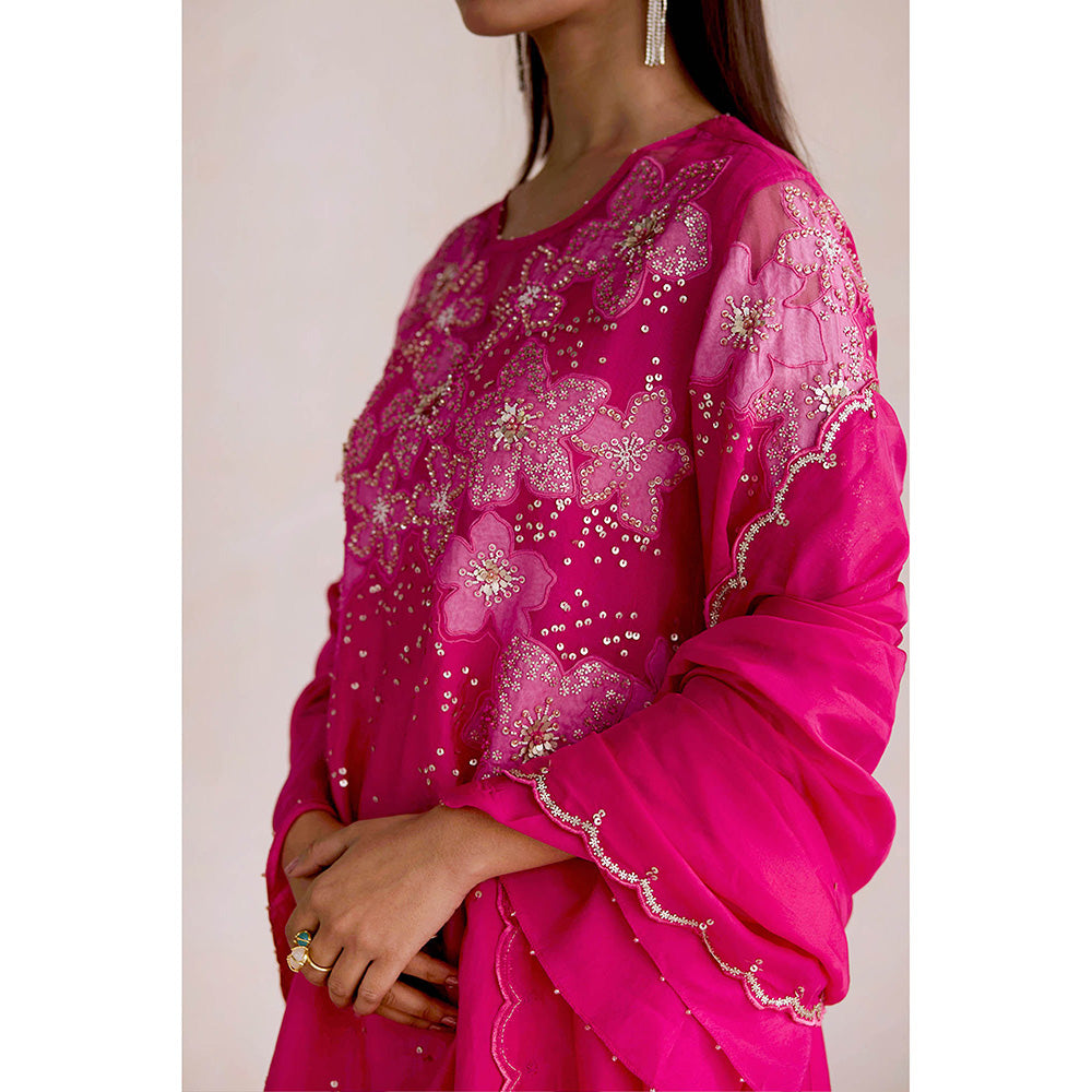 One Not Two Pink Embroidered Dupatta
