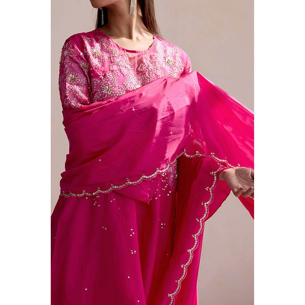 One Not Two Pink Embroidered Dupatta