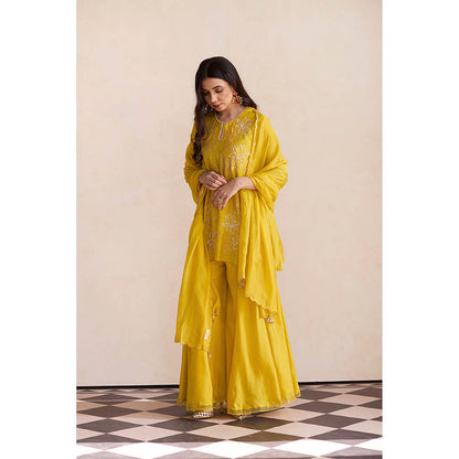 One Not Two Yellow Embroidered Dupatta