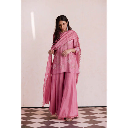 One Not Two Pink Embroidered Dupatta