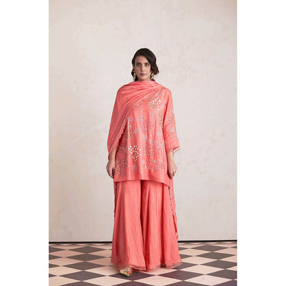 One Not Two Coral Embroidered Dupatta