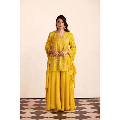 One Not Two Yellow Embroidered Dupatta