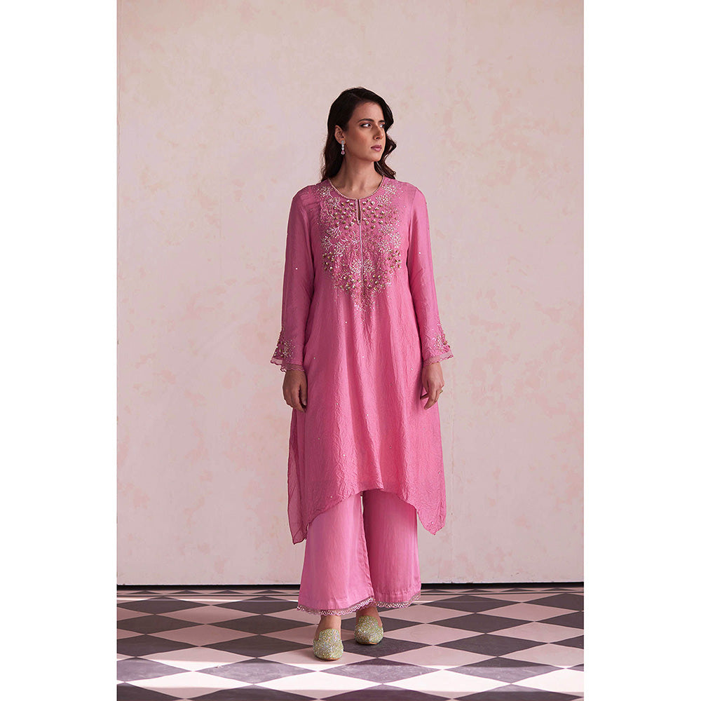 One Not Two Pink Kurta with Slip and Palazzo (Set of 3)