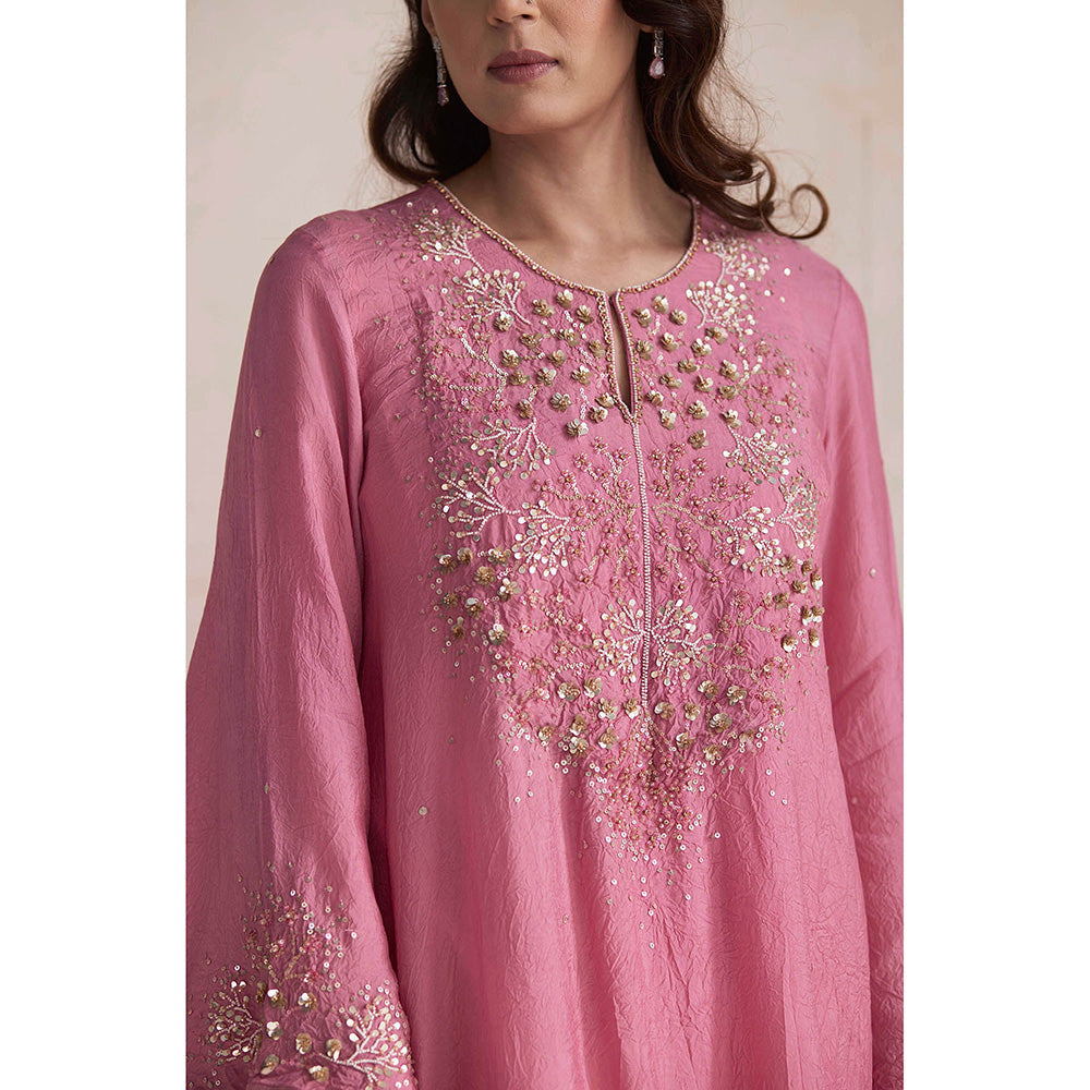 One Not Two Pink Kurta with Slip and Palazzo (Set of 3)