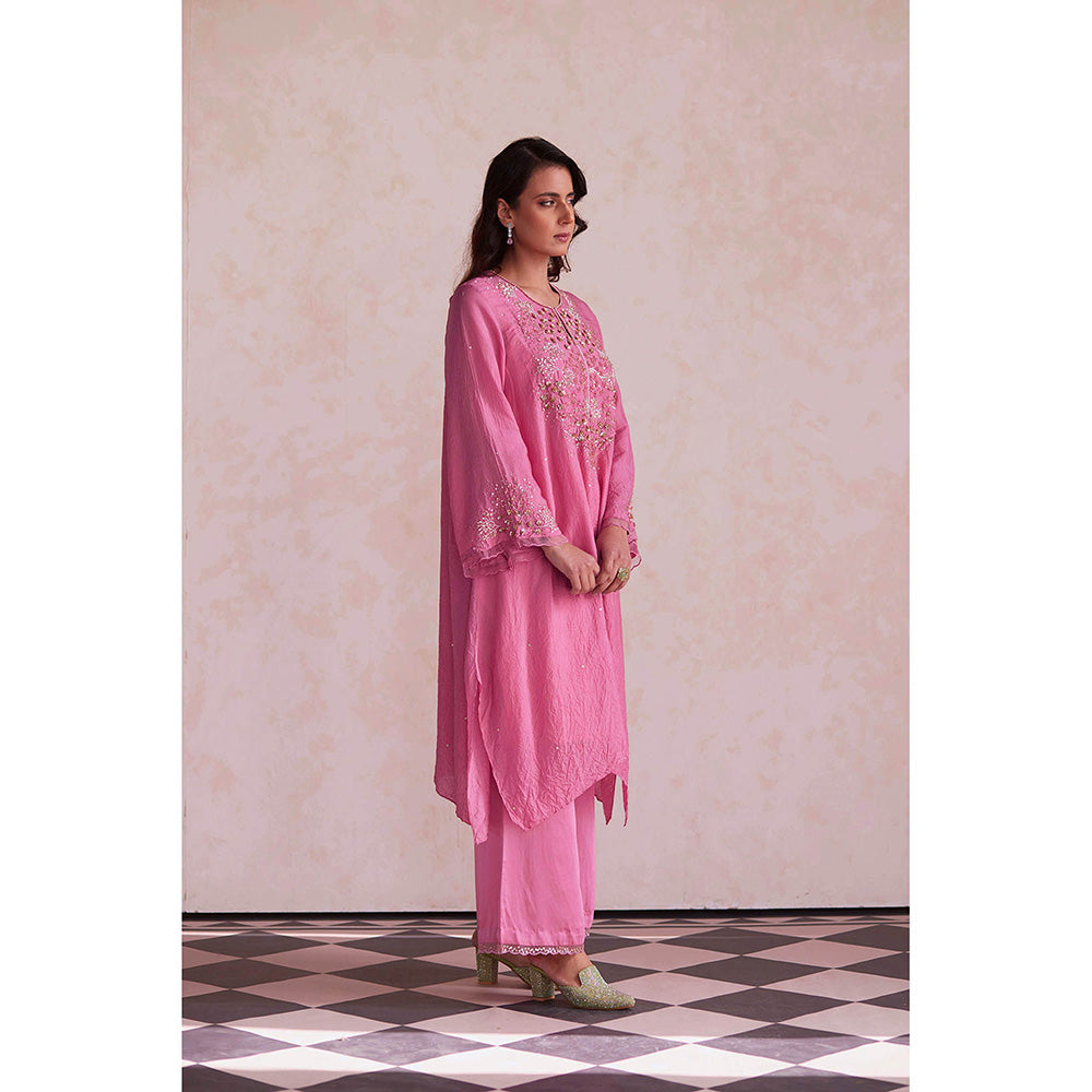 One Not Two Pink Kurta with Slip and Palazzo (Set of 3)