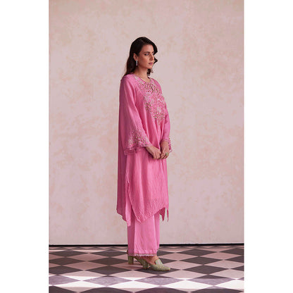 One Not Two Pink Kurta with Slip and Palazzo (Set of 3)