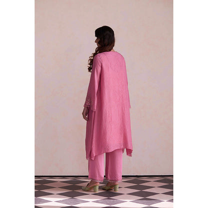 One Not Two Pink Kurta with Slip and Palazzo (Set of 3)