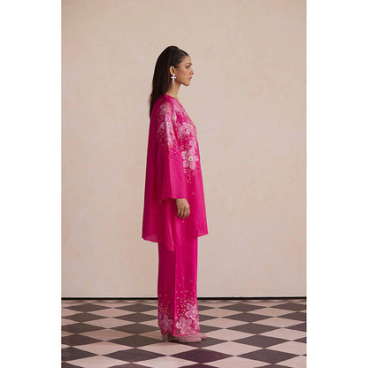One Not Two Hot Pink Embroidered Kurta with Palazzo (Set of 2)