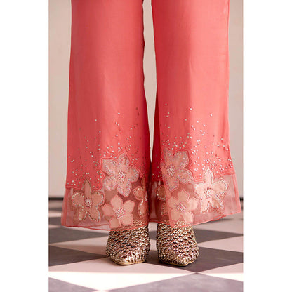 One Not Two Coral Embroidered Kurta with Palazzo (Set of 2)