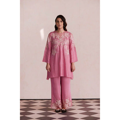 One Not Two Pink Embroidered Kurta with Palazzo (Set of 2)