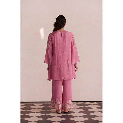 One Not Two Pink Embroidered Kurta with Palazzo (Set of 2)