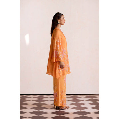 One Not Two Orange Apricot Kurta with Slip and Palazzo (Set of 3)